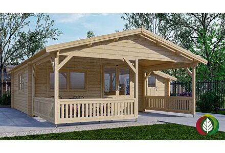Blokhut 5x5+3Z Interflex 690x540cm + veranda / luifel 300cm