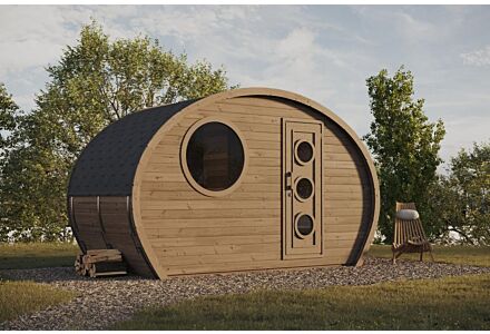 Barrelsauna Ovaal 406 x 195 cm Thermowood