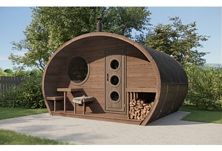 Barrelsauna Ovaal 400 x 300 cm Vurenhout