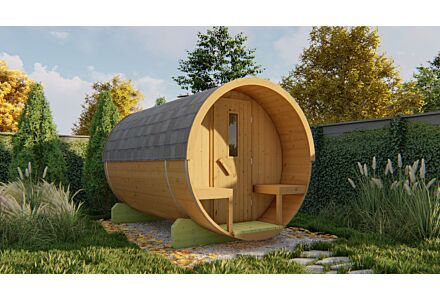 Barrelsauna 195 x 300 cm Thermowood 