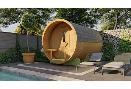 Barrelsauna 215 x 350 cm Thermowood 