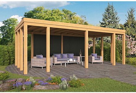 Lariks Douglas overkapping Brammelo met zwarte wanden DHZ bouw 750x355cm
