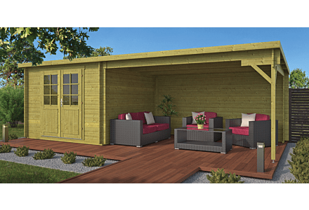 Blokhut Charlotta 700x300cm groen geïmpregneerd