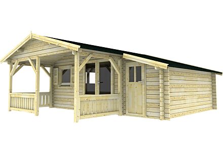 Blokhut 4x5+2Z Interflex 590x540cm + veranda / luifel 200cm