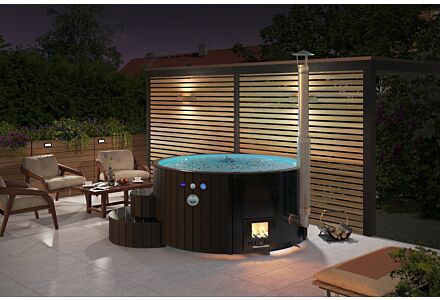 Luxe Hottub 220cm - Black Edition - interne kachel - Fiberglas