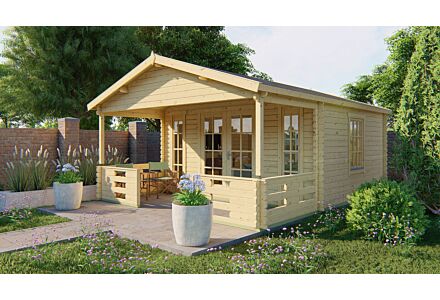 Blokhut Heino 450x380cm + veranda / luifel 200cm