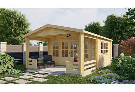 Blokhut Ipswich 440x440cm + veranda / luifel 223cm