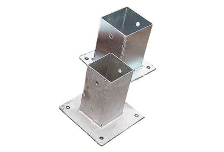 Paalhouder op plaat 9.1x9.1x15cm gegalvaniseerd