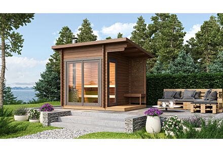 Buiten sauna Tampere S met zijluifel - 40mm