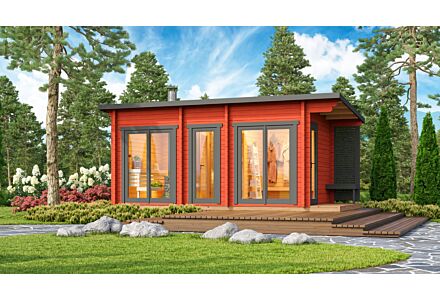 Buiten sauna Tampere XL met zijluifel - 70mm