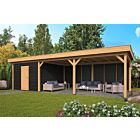 Overkapping plat dak Oslo XL 990x380cm type 7 met zwarte wanden