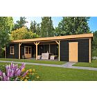 Overkapping plat dak Oslo XL 1303x380cm type 12 met zwarte wanden