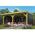 Overkapping Maaseik DHZ bouw 600x300cm met zwarte wanden
