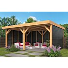Lariks Douglas overkapping Dalfsen met zwarte wanden DHZ bouw 600x300cm