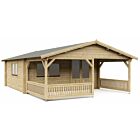 Blokhut 5x5+3 Interflex 540x540cm + veranda / luifel 300cm