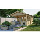 Blokhut Sanstrov 380x320cm + veranda / luifel 270cm