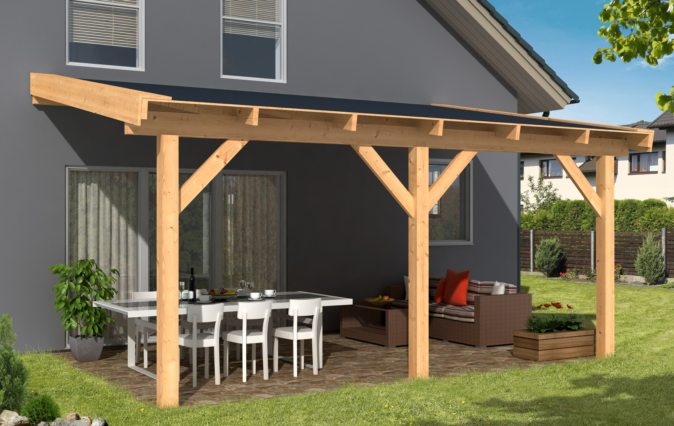 Een houten veranda voor aan uw huis